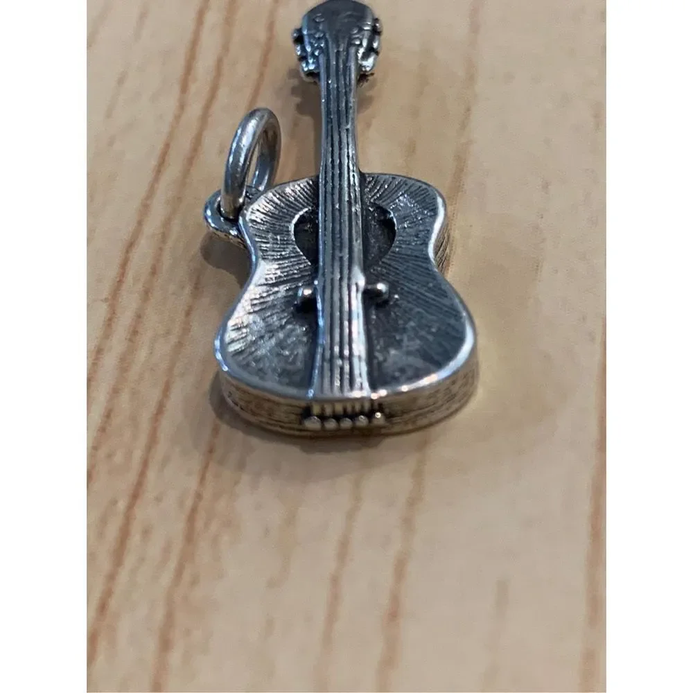 Guitar Music Sterling Silver Jewelry Charm - Picture 3 of 7